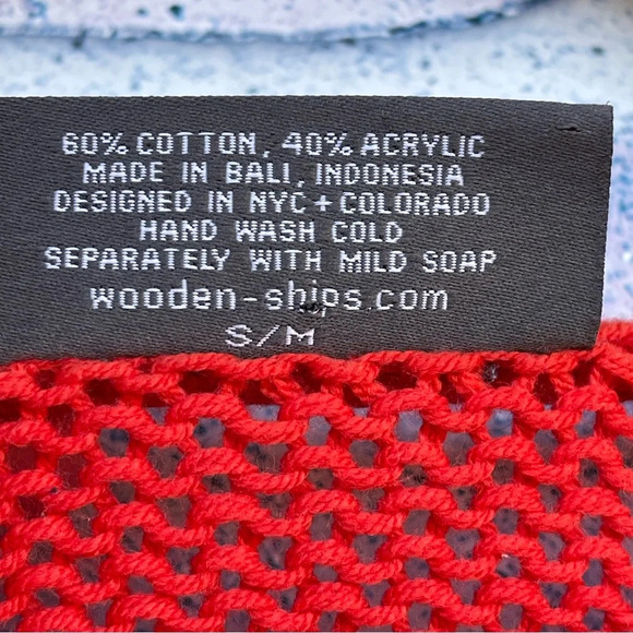 Wooden ships cotton blend reddish orange v neck sweater S/M - Picture 7 of 7